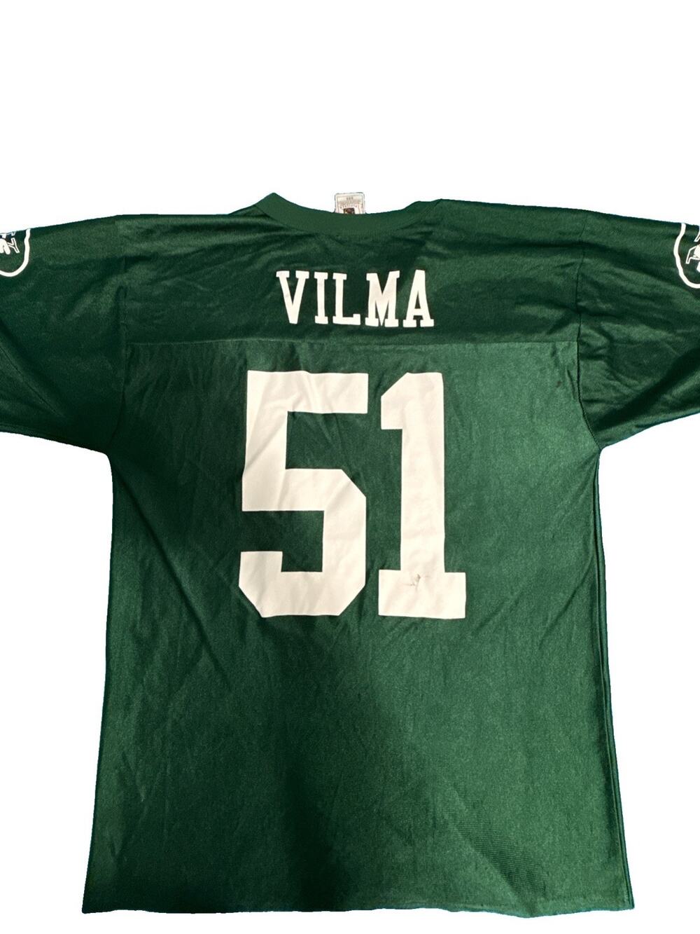 New York Jets Jersey Mens Medium Vilma NFL Players Green Fly Jets Fly